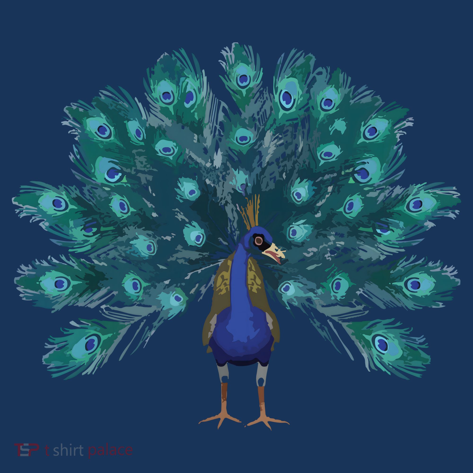 Blue Peacock Print Teal Feathers Bird Lover Men Women Gifts T-Shirt