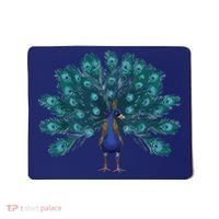 Blue Peacock Print Teal Feathers Bird Lover Men Women Gifts Mousepad thumb 0