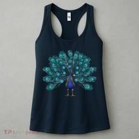 Blue Peacock Print Teal Feathers Bird Lover Men Women Gifts Women's Tank Top thumb 3