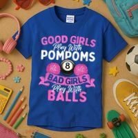 Balls Pool Player Lover Good Girl Play With Billiards Gift Ideas Kids T-Shirt thumb 3