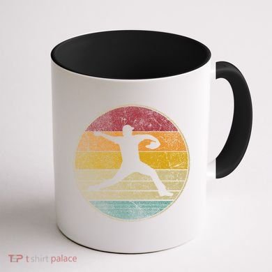 Baseball Pitcher Pitching Ball Glove Retro 70s 80s 90s Gift Coffee Mug back