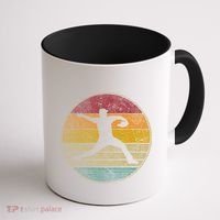 Baseball Pitcher Pitching Ball Glove Retro 70s 80s 90s Gift Coffee Mug thumb 1