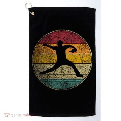 Baseball Pitcher Pitching Ball Glove Retro 70s 80s 90s Gift Golf Towel