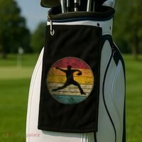 Baseball Pitcher Pitching Ball Glove Retro 70s 80s 90s Gift Golf Towel thumb 2