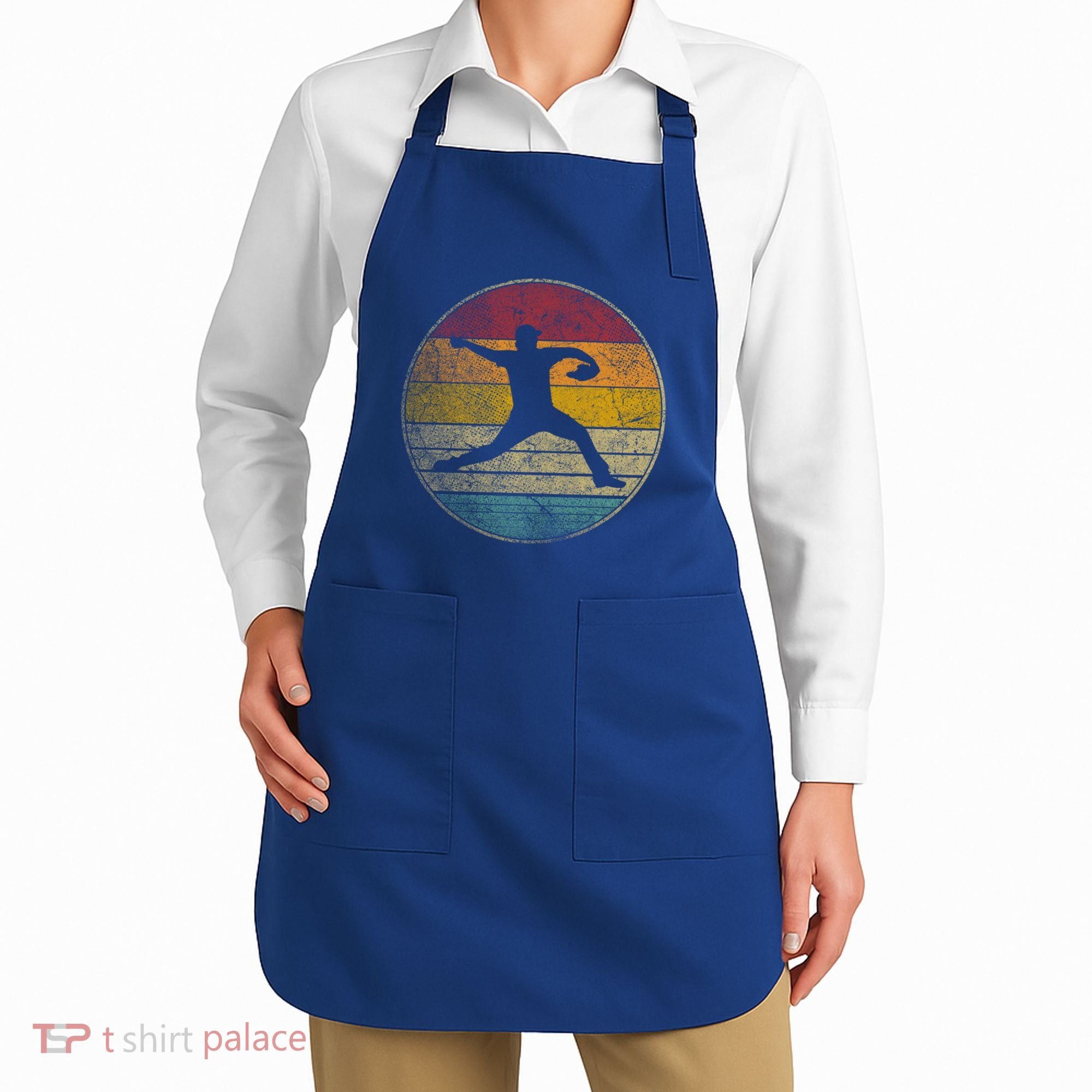 Baseball Pitcher Pitching Ball Glove Retro 70s 80s 90s Gift Apron