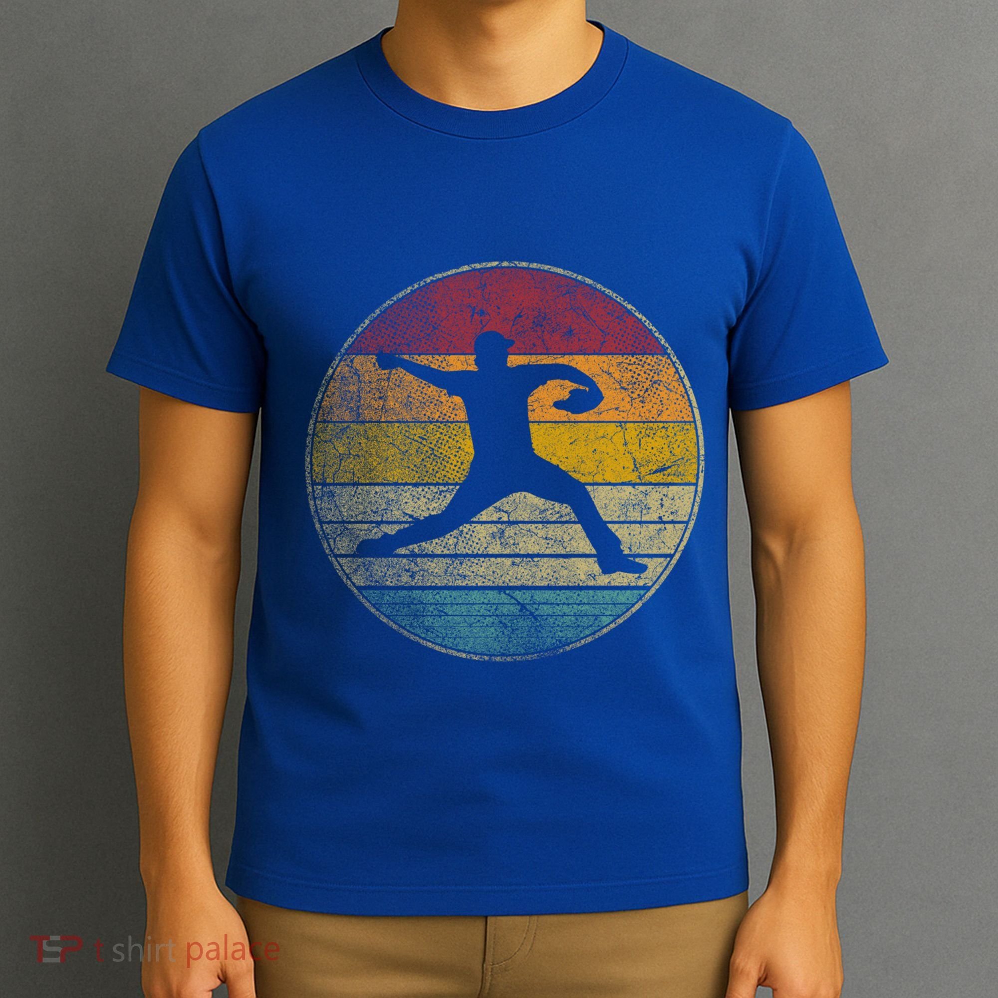 Baseball Pitcher Pitching Ball Glove Retro 70s 80s 90s Gift T-Shirt