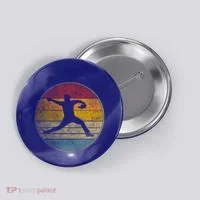 Baseball Pitcher Pitching Ball Glove Retro 70s 80s 90s Gift Button thumb 0