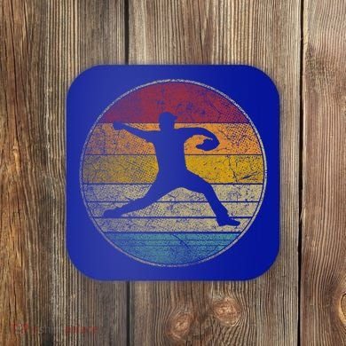 Baseball Pitcher Pitching Ball Glove Retro 70s 80s 90s Gift Coaster