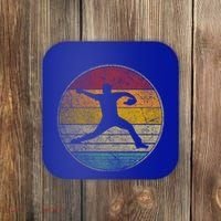 Baseball Pitcher Pitching Ball Glove Retro 70s 80s 90s Gift Coaster thumb 0