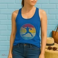 Baseball Pitcher Pitching Ball Glove Retro 70s 80s 90s Gift Women's Tank Top thumb 2