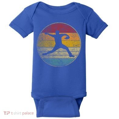 Baseball Pitcher Pitching Ball Glove Retro 70s 80s 90s Gift Baby Bodysuit