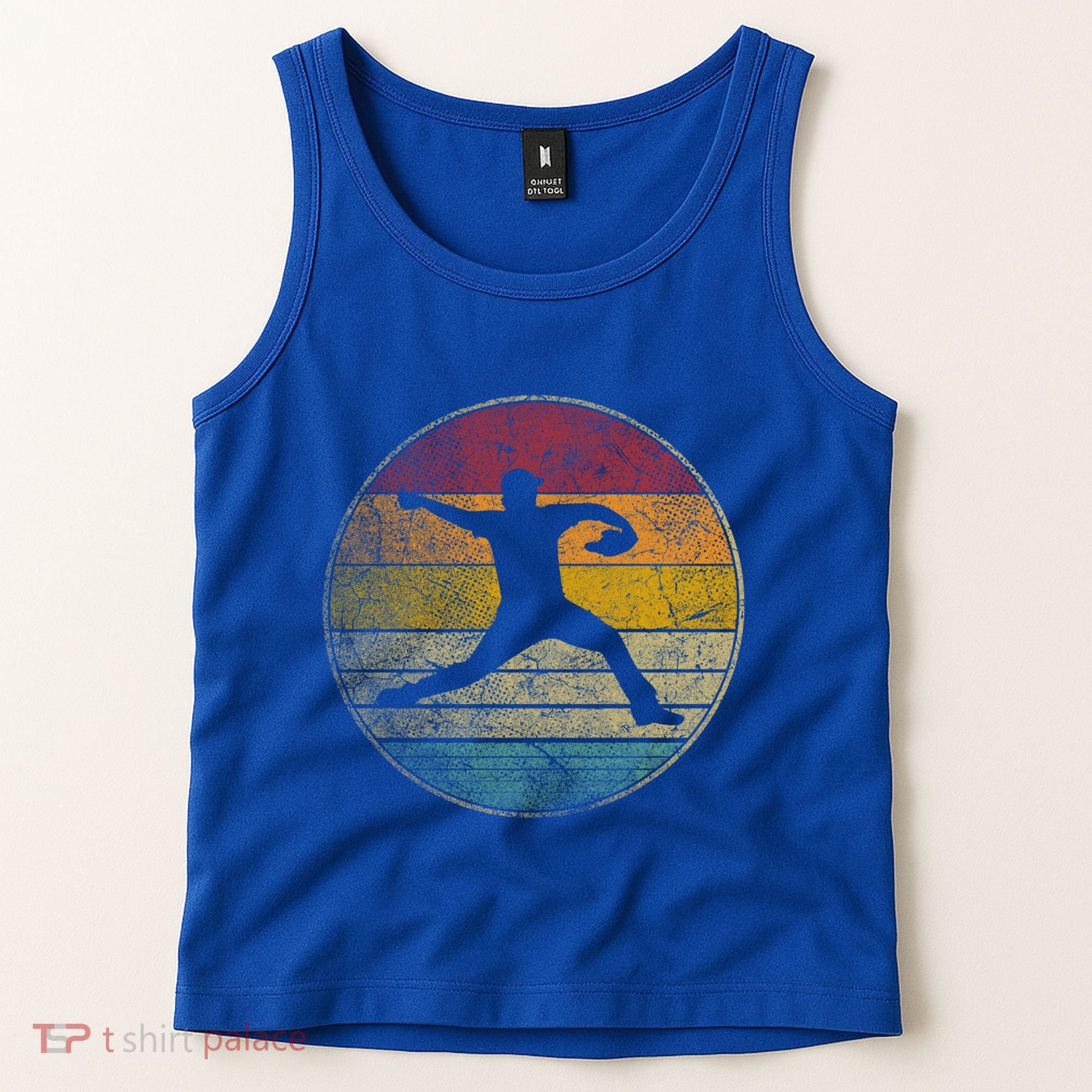 Baseball Pitcher Pitching Ball Glove Retro 70s 80s 90s Gift Tank Top