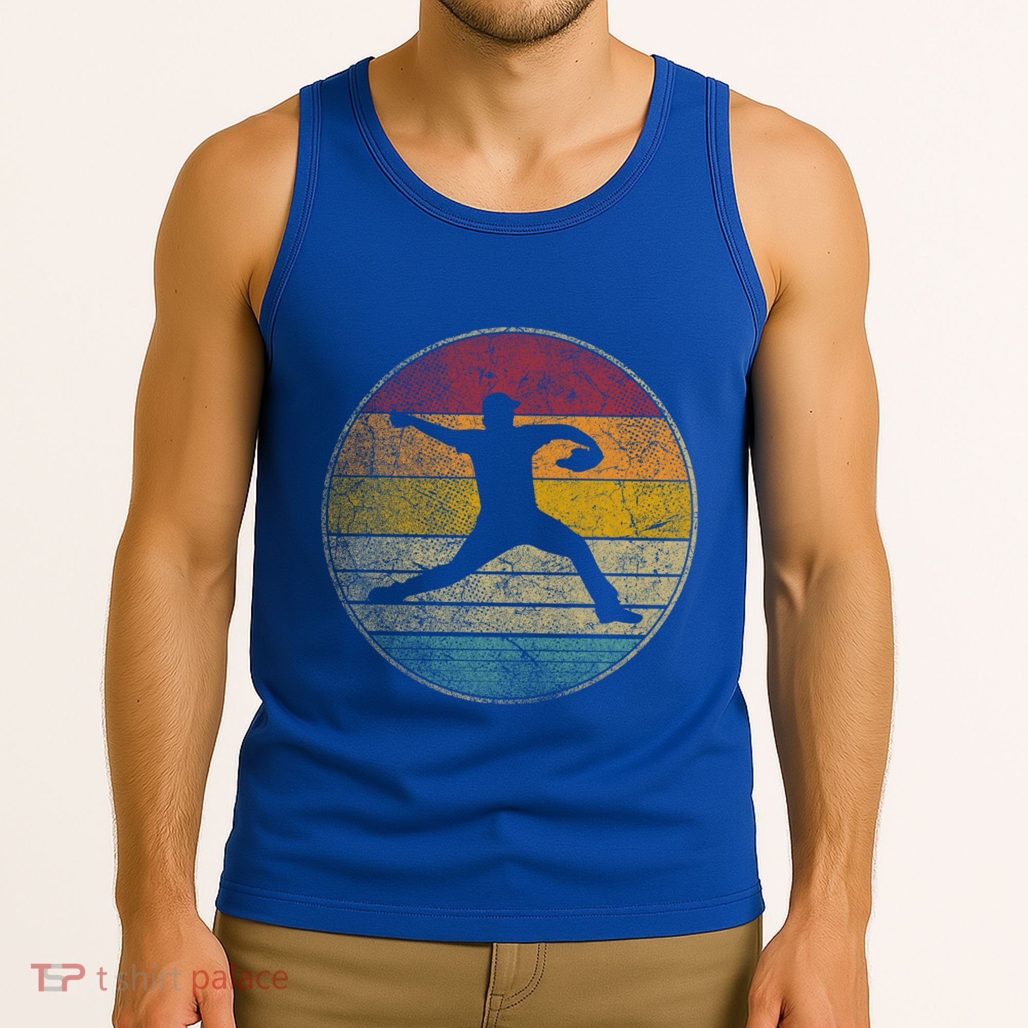 Baseball Pitcher Pitching Ball Glove Retro 70s 80s 90s Gift Tank Top