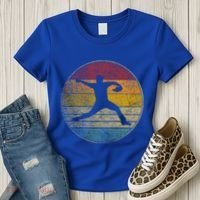 Baseball Pitcher Pitching Ball Glove Retro 70s 80s 90s Gift Women's T-Shirt thumb 3