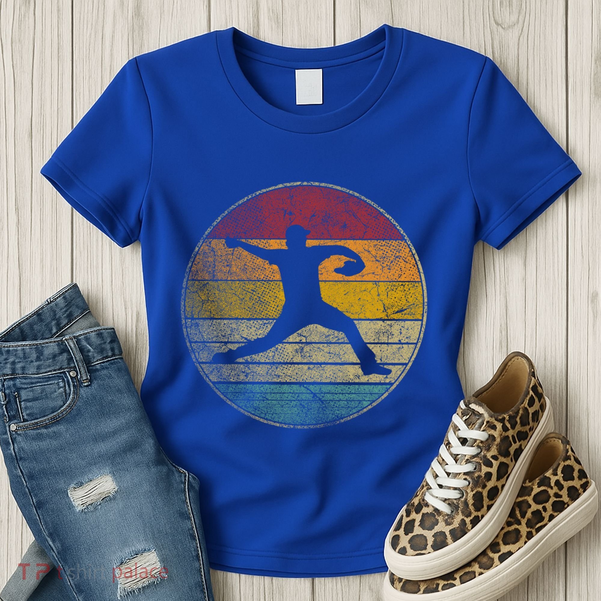 Baseball Pitcher Pitching Ball Glove Retro 70s 80s 90s Gift Women's T-Shirt