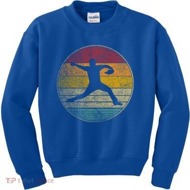 Baseball Pitcher Pitching Ball Glove Retro 70s 80s 90s Gift Kids Sweatshirt