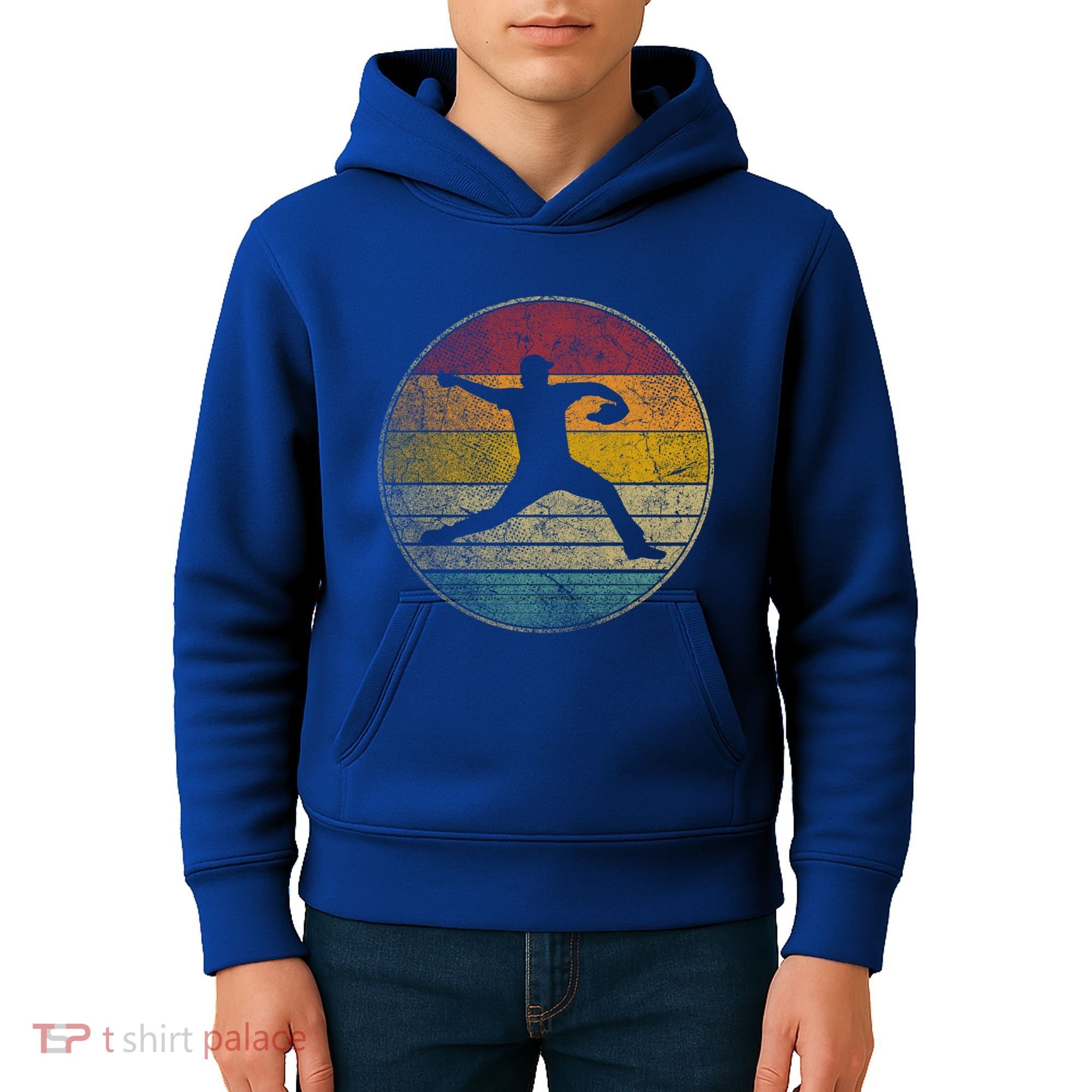 Baseball Pitcher Pitching Ball Glove Retro 70s 80s 90s Gift Kids Hoodie