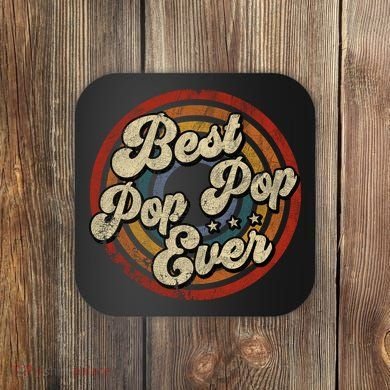 Best Pop Pop Ever Vintage Retro Style Coaster
