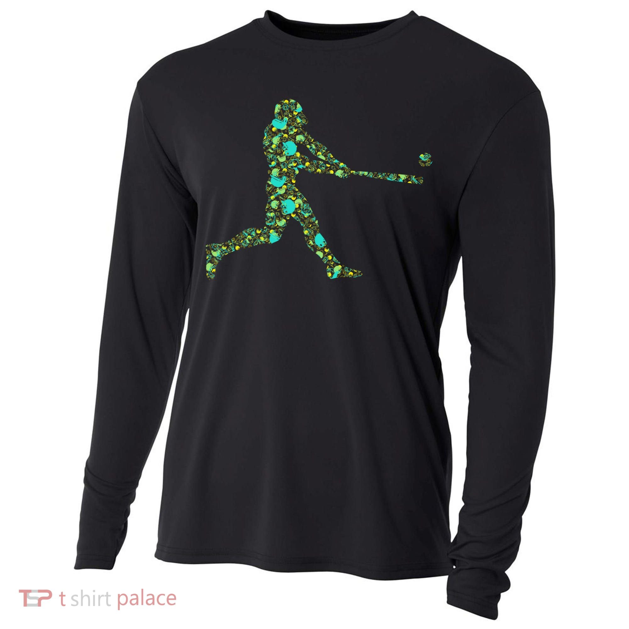 Baseball Player Pattern Cooling Performance Long Sleeve Crew