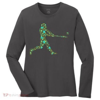 Baseball Player Pattern Women's Long Sleeve Shirt