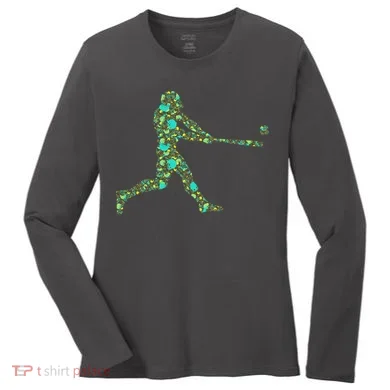 Baseball Player Pattern Women's Long Sleeve Shirt