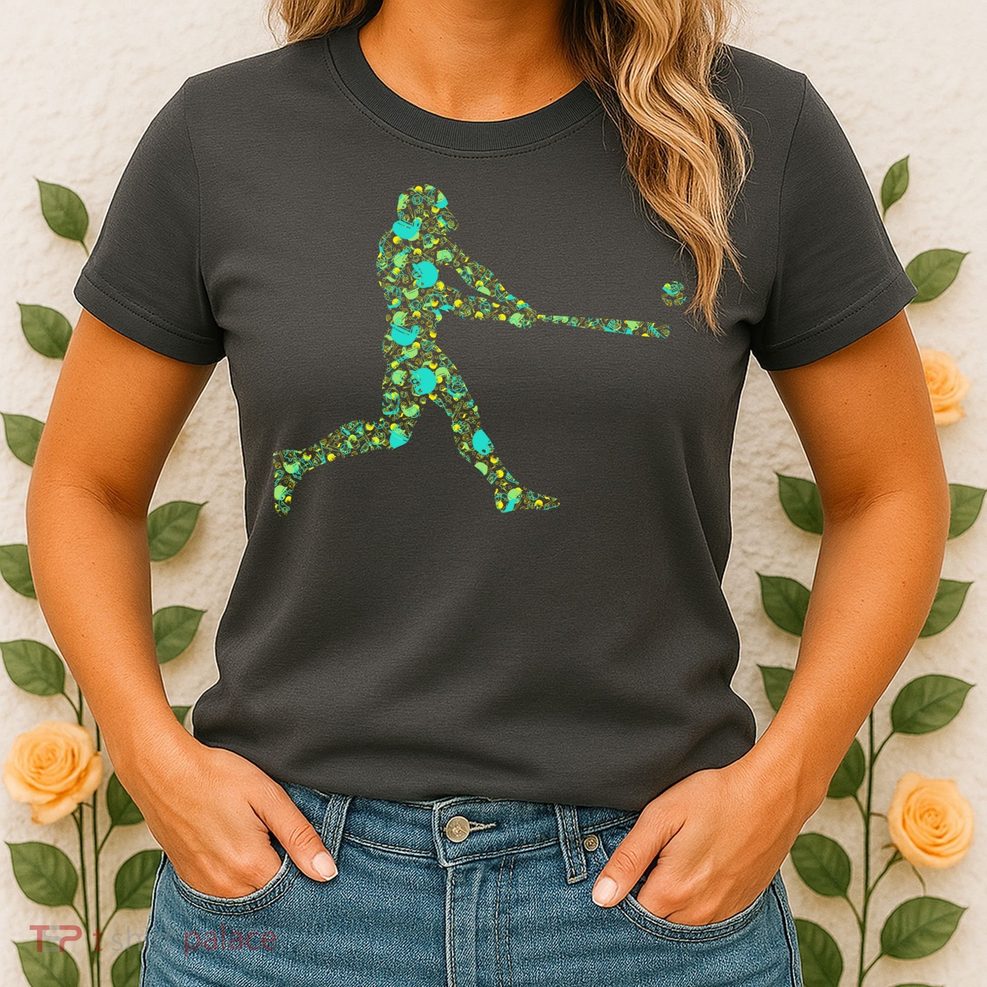 Baseball Player Pattern Women's T-Shirt