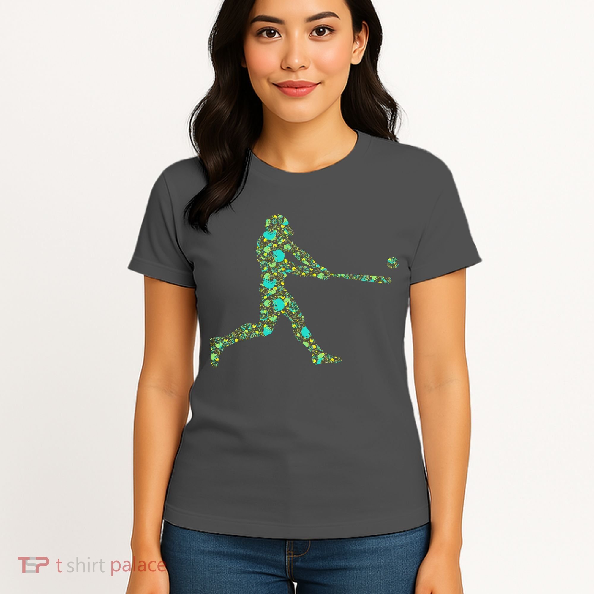 Baseball Player Pattern Women's T-Shirt