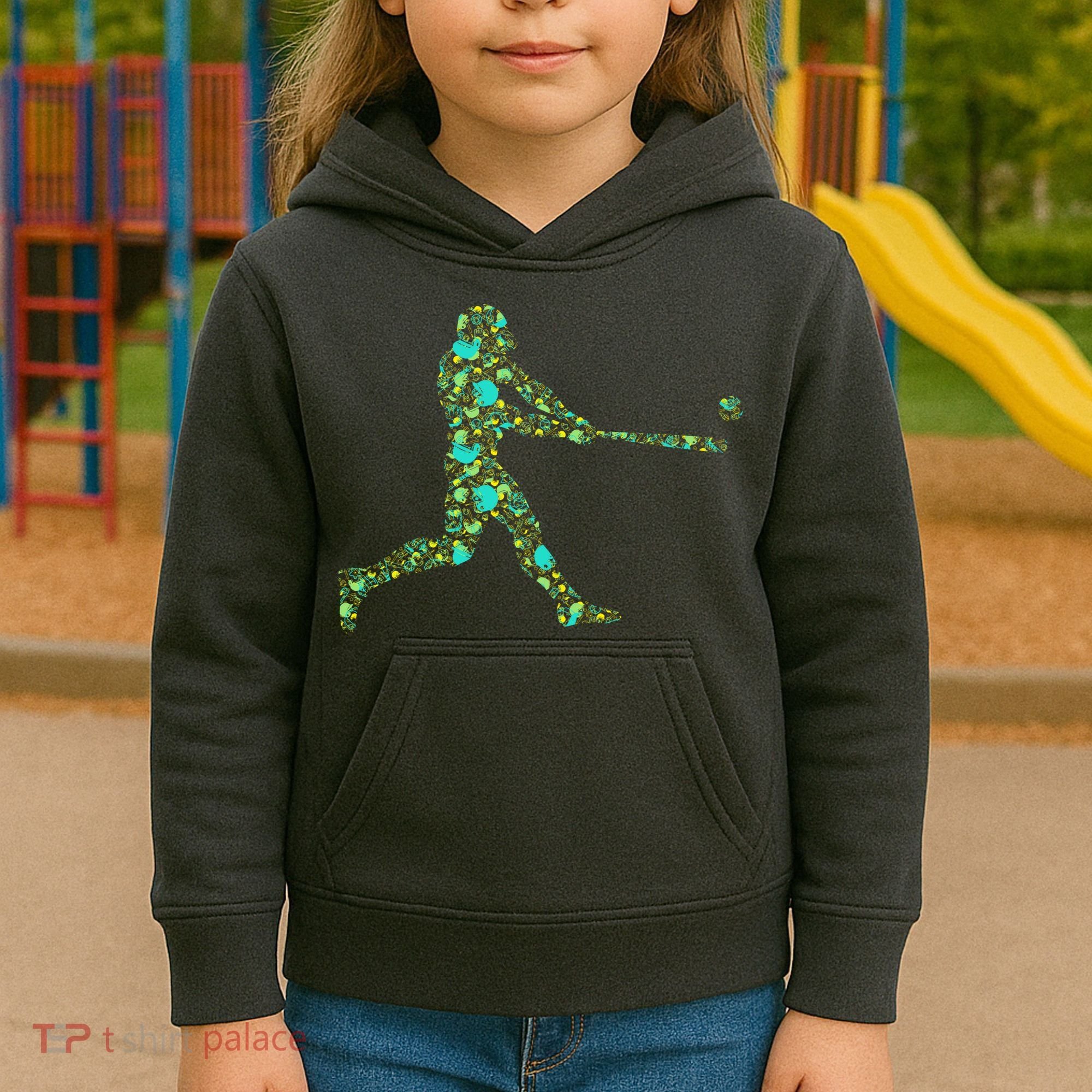 Baseball Player Pattern Kids Hoodie