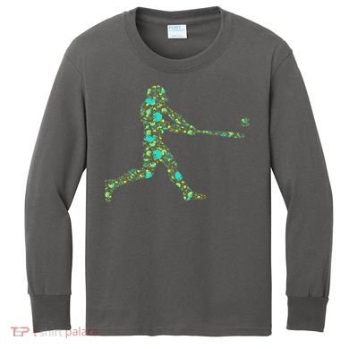 Baseball Player Pattern Kids Long Sleeve Shirt