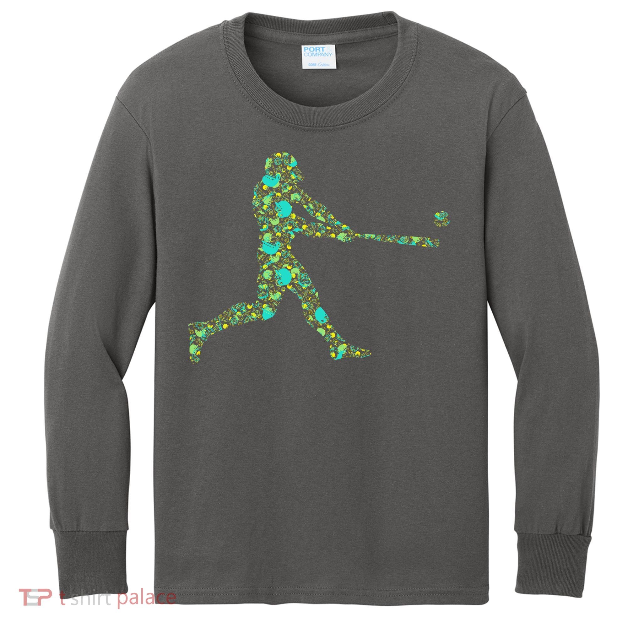 Baseball Player Pattern Kids Long Sleeve Shirt