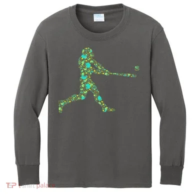 Baseball Player Pattern Kids Long Sleeve Shirt