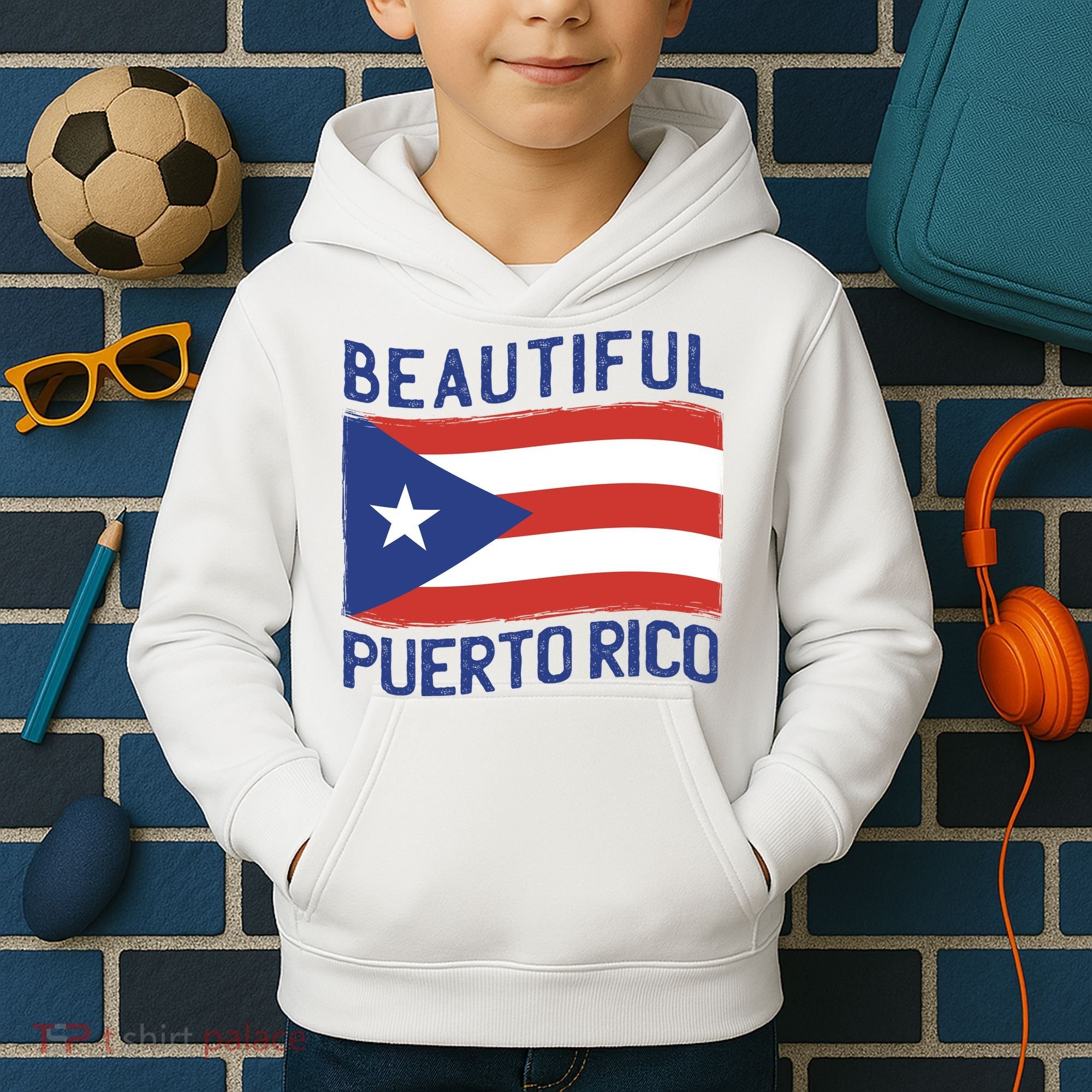 Beautiful Puerto Rico Flag Kids Hoodie