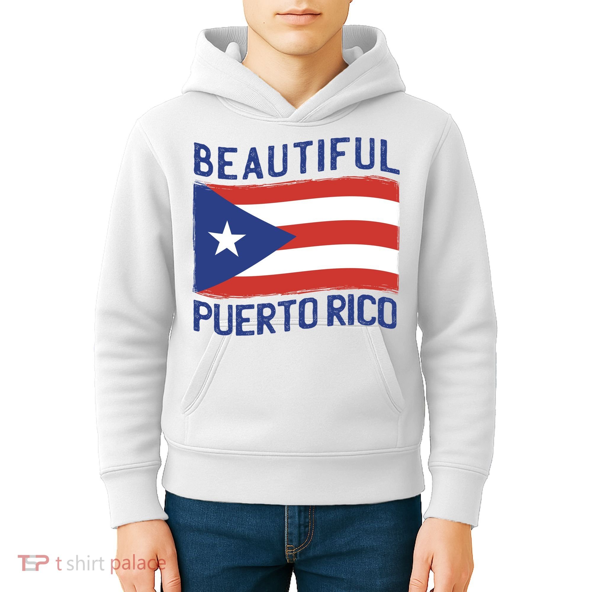 Beautiful Puerto Rico Flag Kids Hoodie