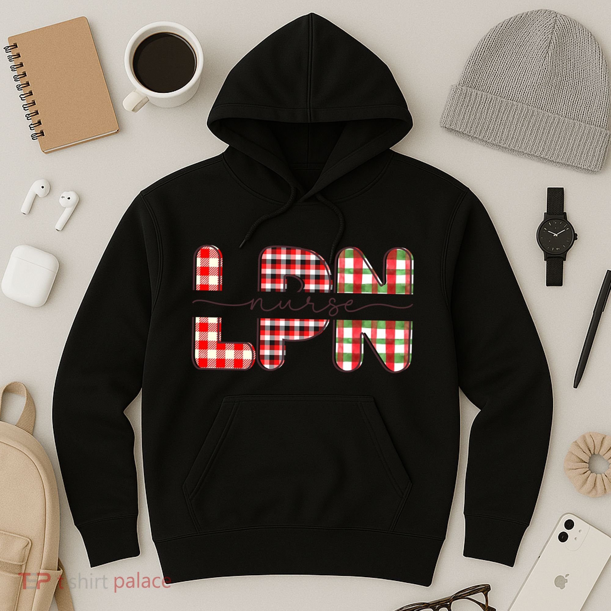 Buffalo Plaid Rn Nurse Graphic Hoodie