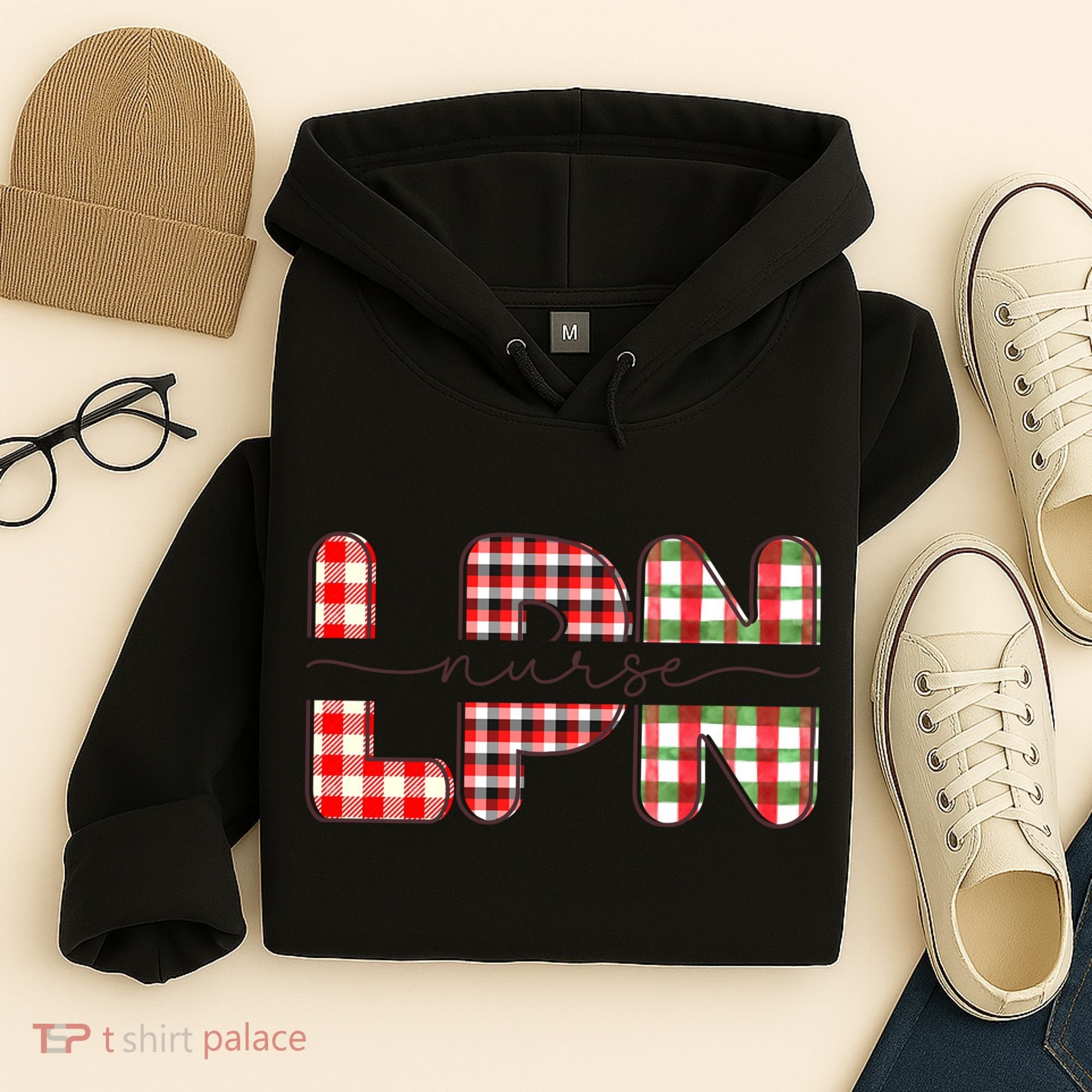 Buffalo Plaid Rn Nurse Graphic Hoodie