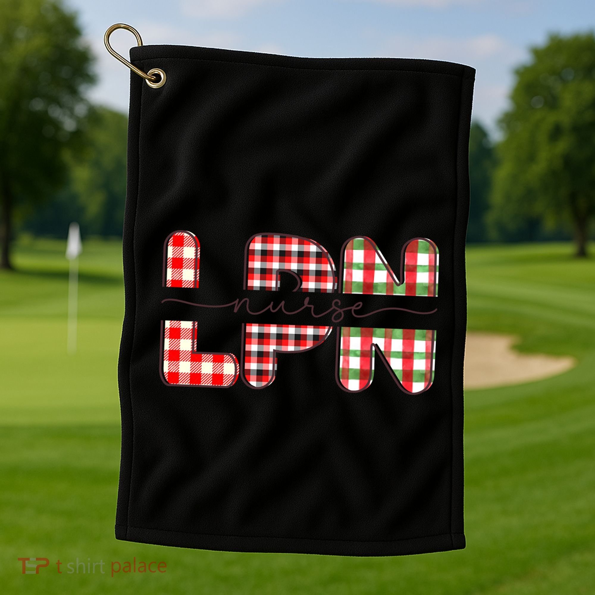Buffalo Plaid Rn Nurse Graphic Golf Towel