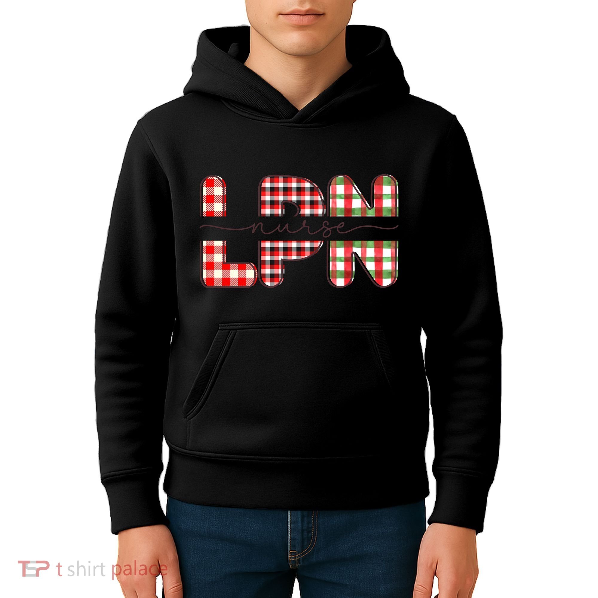 Buffalo Plaid Rn Nurse Graphic Kids Hoodie
