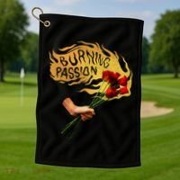 Burning Passion Rose Golf Towel thumb 1