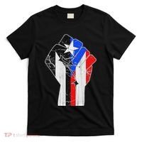 Black Puerto Rico Flag Fist With Boricua Flag Resiste Taino T-Shirt thumb 0