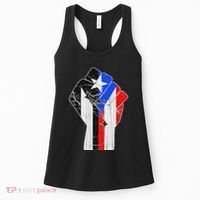 Black Puerto Rico Flag Fist With Boricua Flag Resiste Taino Women's Tank Top thumb 0