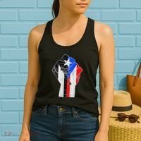 Black Puerto Rico Flag Fist With Boricua Flag Resiste Taino Women's Tank Top thumb 2