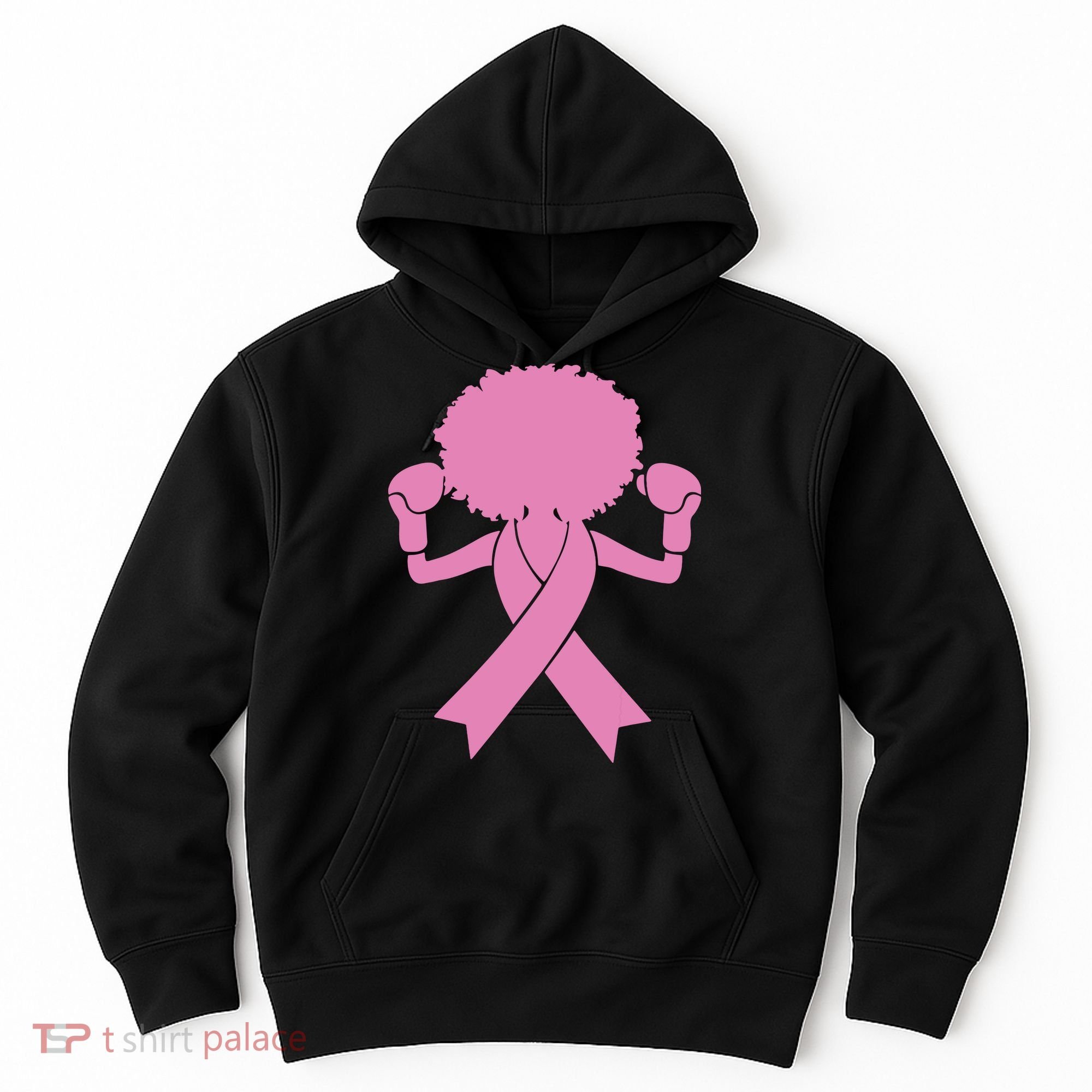 Boxing Pink Ribbon African American Breast Cancer Hoodie