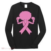 Boxing Pink Ribbon African American Breast Cancer Long Sleeve Shirt thumb 0