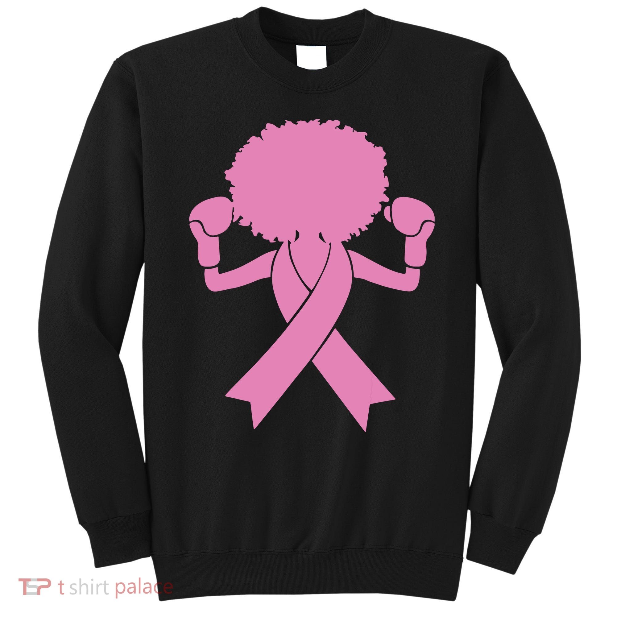 Boxing Pink Ribbon African American Breast Cancer Sweatshirt