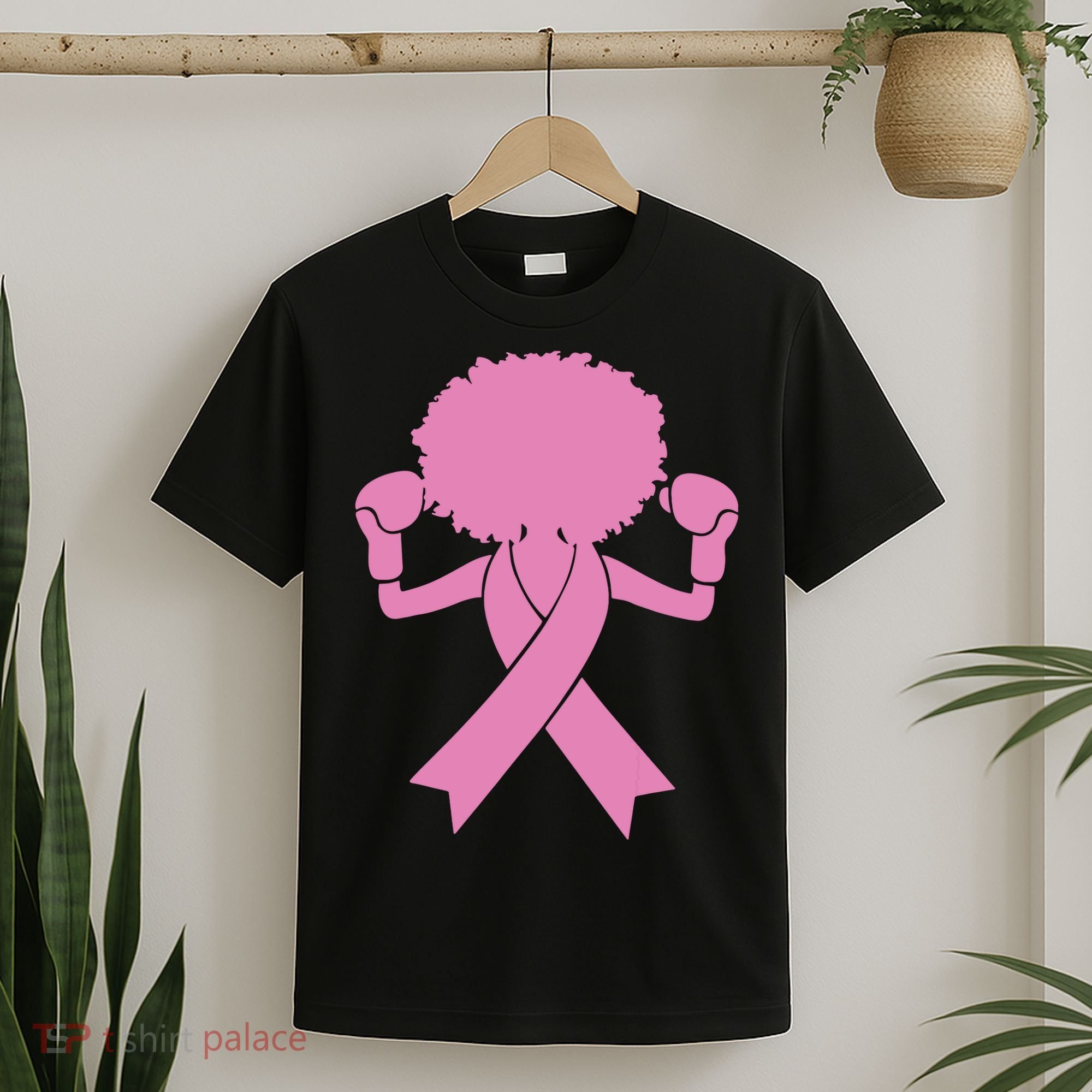 Boxing Pink Ribbon African American Breast Cancer T-Shirt