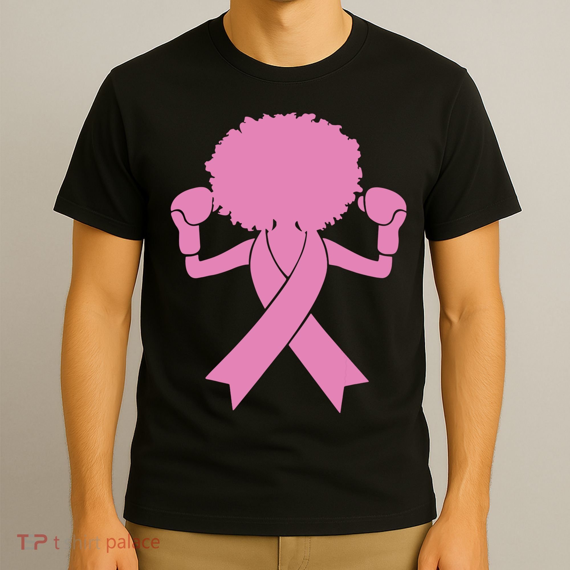 Boxing Pink Ribbon African American Breast Cancer T-Shirt