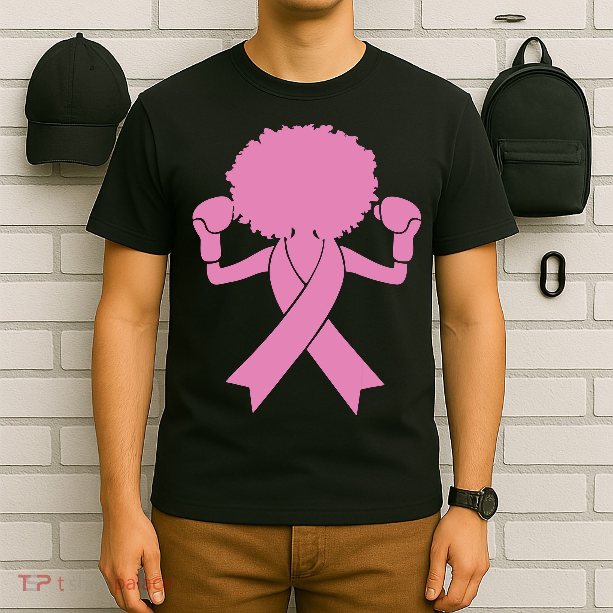 Boxing Pink Ribbon African American Breast Cancer T-Shirt