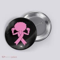 Boxing Pink Ribbon African American Breast Cancer Button thumb 0