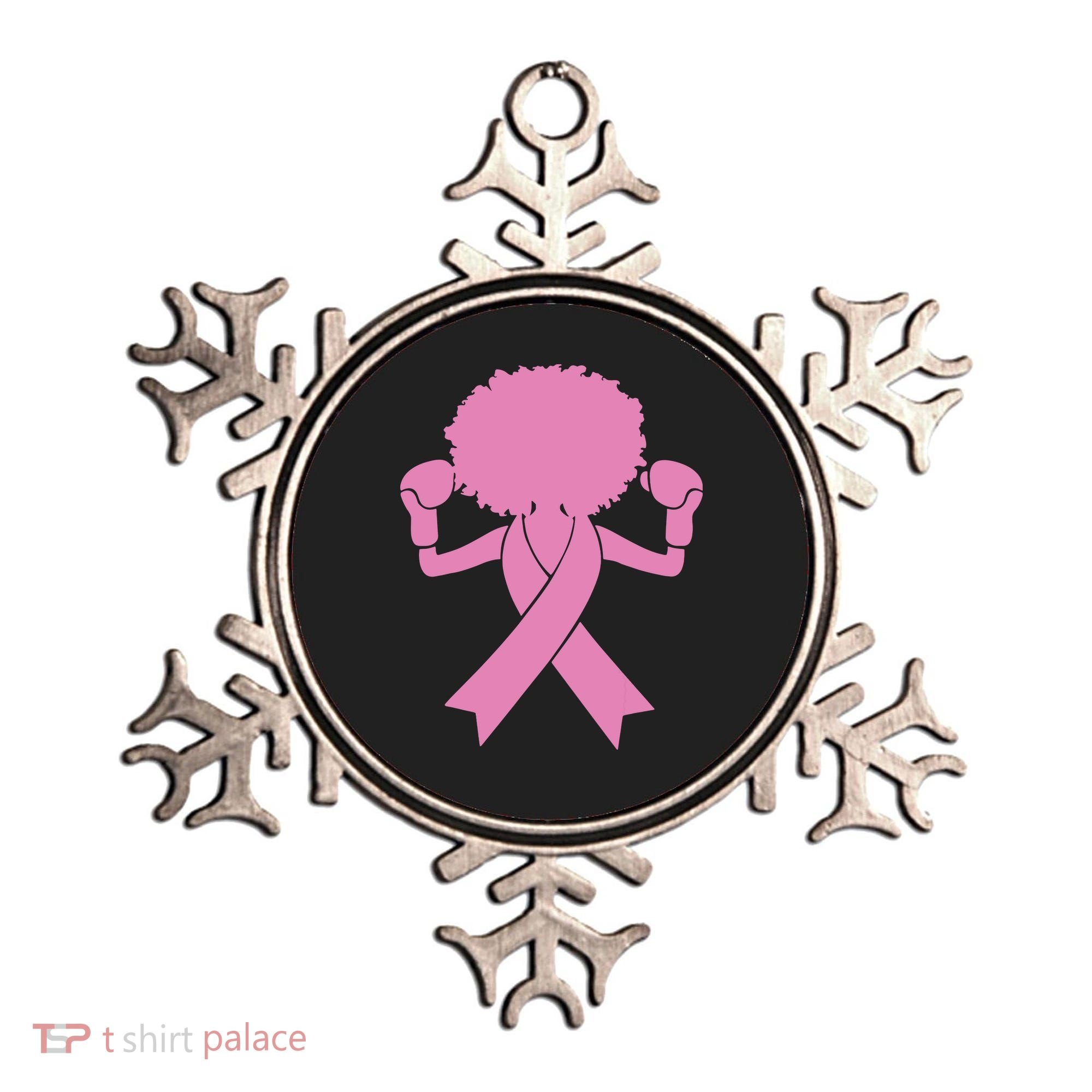 Boxing Pink Ribbon African American Breast Cancer Ornament