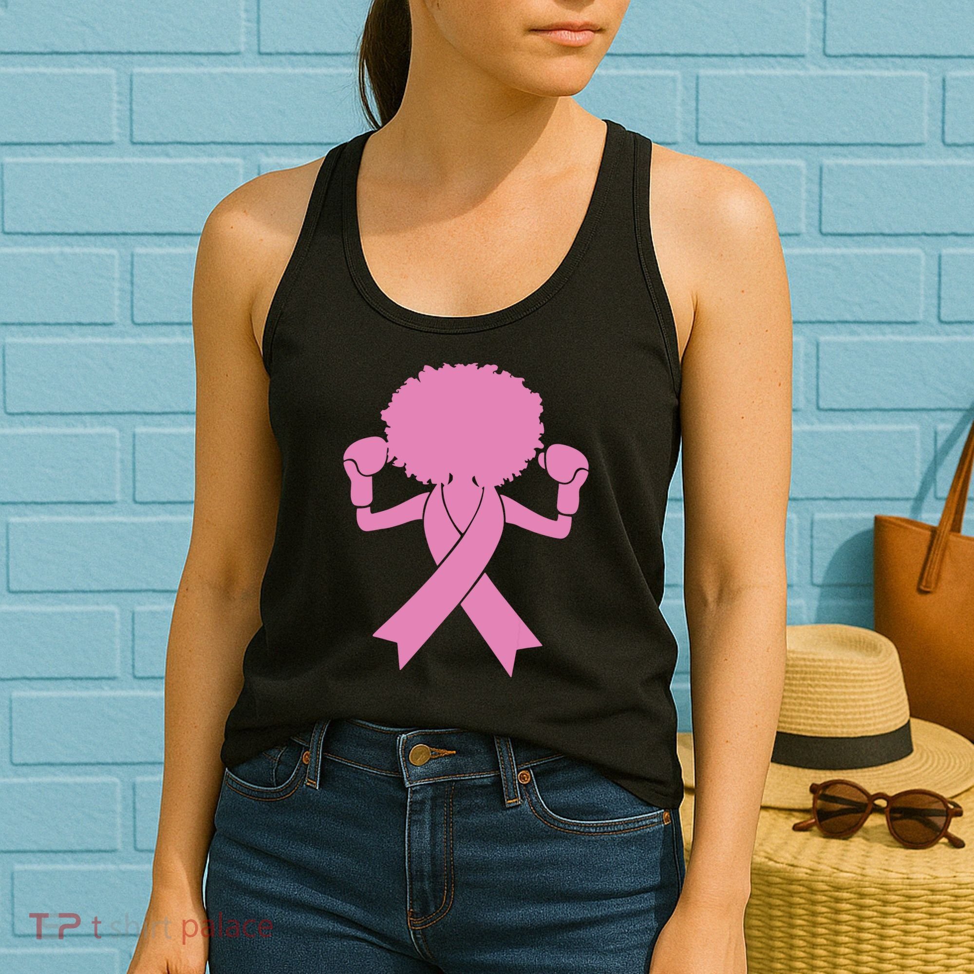 Boxing Pink Ribbon African American Breast Cancer Women's Tank Top